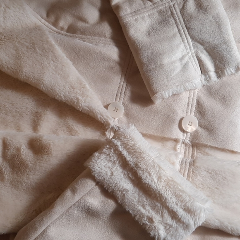 Cream Suede and Fur Jacket